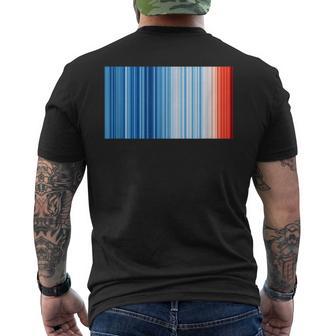 Global Warming Blue Red Stripe Pattern T-Shirt mit Rückendruck - Geschenkecke