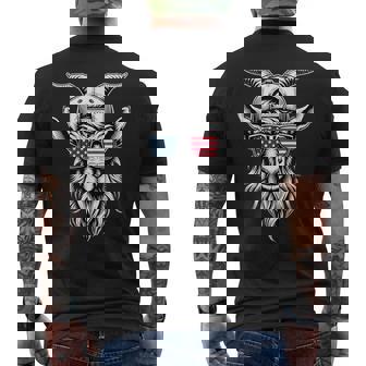 Goat Farm Patriotic Farmer 4th Of July USA American Flag Men's Back Print T-Shirt - Monsterry