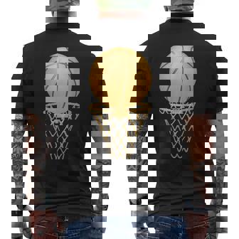Golden Basketball Hoop With a Net Basketball Player Lover Men's Back Print T-Shirt - Monsterry