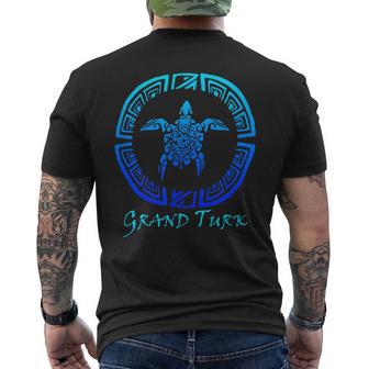 Grand Turk Turks & Caicos Vintage Tribal Turtle Vacation Men's T-shirt Back Print - Thegiftio UK