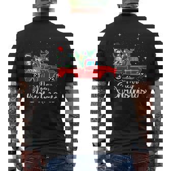 Great Dane Dog Red Truck Christmas Tree Lights Merry Xmas Men's Back Print T-Shirt - Monsterry