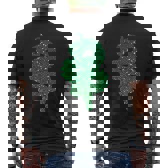 Green And Silver Curvy Snake Scale Art Premium Men's Back Print T-Shirt - Monsterry