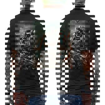 Grimdark Space Marine On The Battlefield 40K Men's T-shirt Back Print - Thegiftio UK