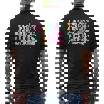 Groovy Library Vibes Retro School Library Crew Men's Back Print T-Shirt - Monsterry