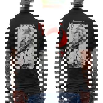 Grulla De Arte Tradicional Japonés Y Atardecer Rojo Japonés Kanji Camiseta Hombre Estampado Espalda - Regaloses