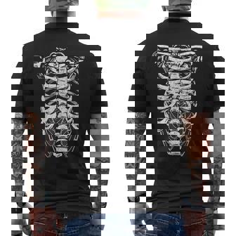 Grunge Fairycore Aesthetic Goth Emo Skeleton Rib Cage Moth Men's Back Print T-Shirt - Monsterry