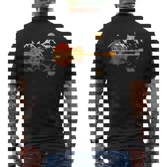 Guitar Lake Mountain Reflections Shadow Love Guitar Musician Men's Back Print T-Shirt - Monsterry