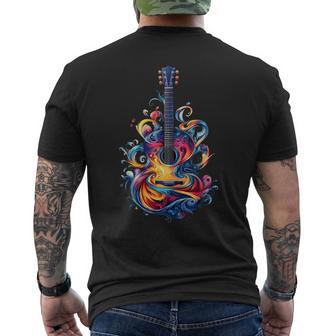 Guitar Player Watercolour Splash Guitar T-Shirt mit Rückendruck - Geschenkecke