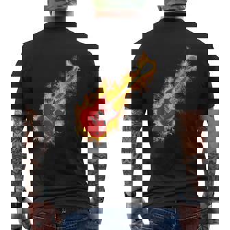 Guitarra De Rock Eléctrica En El Fuego Con Calavera Headstock T Camiseta Hombre Estampado Espalda - Regaloses