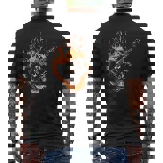 Guitarras Dibujo Guitarrista Ardiente Guitarra Guitarra Eléctrica Camiseta Hombre Estampado Espalda - Regaloses