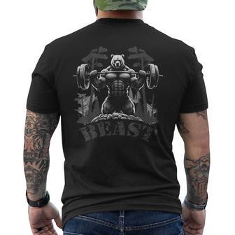 Gym Bodybuilding Fitness Workout Beast Bear With Dumbbell T-Shirt mit Rückendruck - Geschenkecke