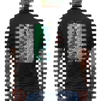 Half Sorta Scary Merry Sorta Christmas Skeleton Tree Santa Men's Back Print T-Shirt - Monsterry