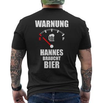 Hannes Nameorname Spruch Bier Biertrinker T-Shirt mit Rückendruck - Geschenkecke