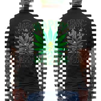 Happy 420 Day Cannabis Weed Marijuana Leaf Men's T-shirt Back Print | Seseable CA