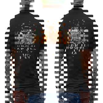 Happy Fall Y'All Pitbull Dog Coffee Pumpkin Fall Autumn Men's Back Print T-Shirt - Monsterry