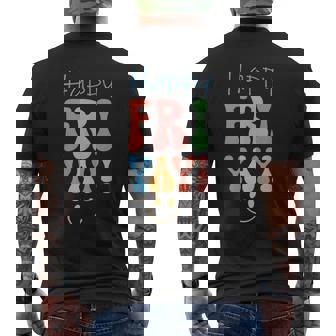 Happy Fri-Yay Teacher FriYay Groovy Smile Weekend Fun Friday Tank Top Men's Back Print T-Shirt - Monsterry