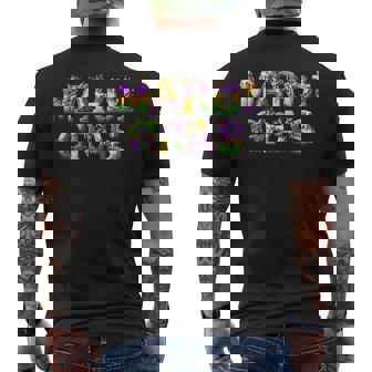 Happy Mardi Gras 2025 New Orleans Fleur De Lis Mask Beads Men's T-shirt Back Print | Seseable CA