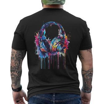 Headphones Music Dj Beatmaker Techno Splash House Music Edm T-Shirt mit Rückendruck - Geschenkecke