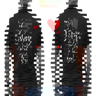 My Heart Belongs To My Cat Valentine's Day Tee For Cat Lover Men's Back Print T-Shirt - Monsterry