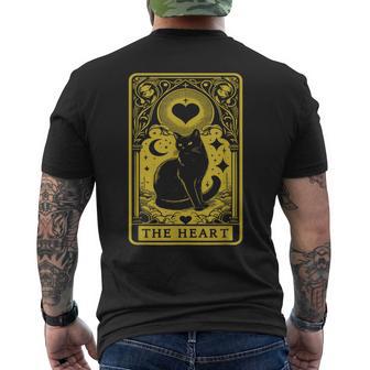 The Heart Cat Vintage Gothic Tarot Card Men's Back Print T-Shirt - Monsterry