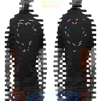 Heart Point-Virgule Pour La Sensibilisation À La Santé Mentale T-shirt imprimé au dos - Cadeauxyz