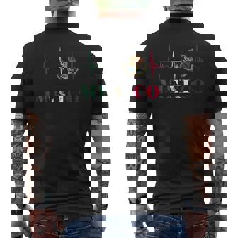 Heartbeat EKG Pulse Mexico Emblem Mexico Flag Mexican Pride Men's Back Print T-Shirt - Monsterry