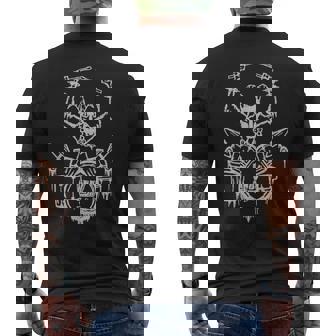 Heavy Metal Headbanger Drummer Goat Game Drum Kit Men's Back Print T-Shirt - Monsterry