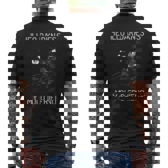 Hello Darkness My Old Friend – Schwarze Katze T-Shirt mit Rückendruck - Geschenkecke