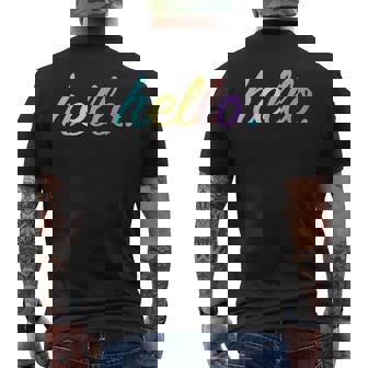 HELLO SUMMER HELLO SUNSHINE HELLO WEEKEND HELLO SCHOOL Men's Back Print T-Shirt - Monsterry