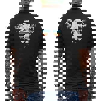 HEREFORD COW Shirts With Glasses Sunglasses Retro Style Men's Back Print T-Shirt - Monsterry