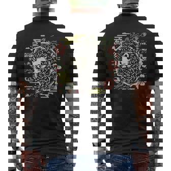 Hérisson Avec Fleurs De Cerisier Japonaises Rétro T-shirt imprimé au dos - Cadeauxyz