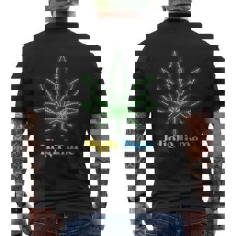 High Time Happy 420 Day Cannabis Weed Marijuana Leaf THC Men's Back Print T-Shirt - Monsterry