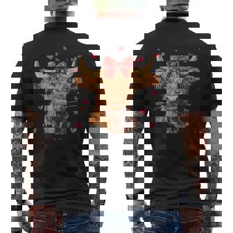 Highland Cow Valentine's Day Coquette Valentine's Cow Girly Men's T-shirt Back Print - Thegiftio
