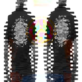 Hippie Imagine Living Life In Peace Sign Retro 70s Sunflower Men's Back Print T-Shirt - Monsterry