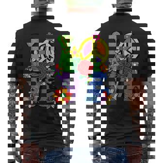 Hippie Love Retro Groovy Tie Dye Rainbow Peace Gnome Men's Back Print T-Shirt - Monsterry