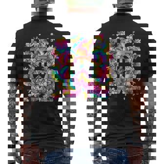 Hippie Peace Sign Groovy Flower 60s 70s Retro Men's Back Print T-Shirt - Monsterry