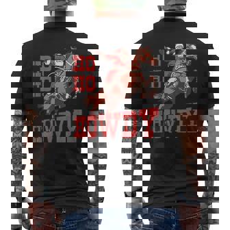 Ho Ho Howdy Santa Riding Horse Western Rodeo Christmas Men's Back Print T-Shirt - Monsterry