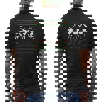 Holiday Reindeer Games Holly And Candy Canes Tee Shirt Men's Back Print T-Shirt - Monsterry