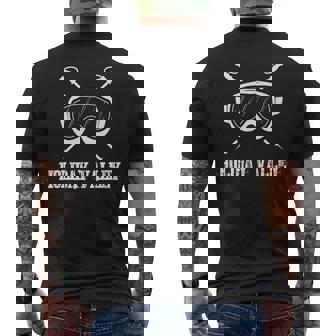 Holiday Valley New York Skier Skiing Ski Snowboard Goggles Premium Men's Back Print T-Shirt - Monsterry
