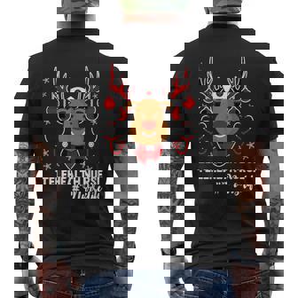 Holiday Xmas Telehealth Nurse Life Reindeer Christmas Men's Back Print T-Shirt - Monsterry