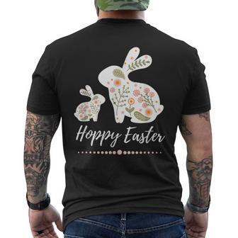 Hoppy Easter Bunny Floral Boho Hopping Rabbit Pastel Nature Men's Back Print T-Shirt - Monsterry
