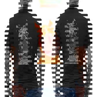 Horse Face Close Up Rider Horse Riding Men's Back Print T-Shirt - Monsterry