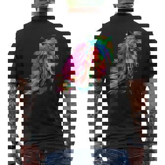 Horse Rainbow Watercolour Artistic Horse Men's Back Print T-Shirt - Monsterry