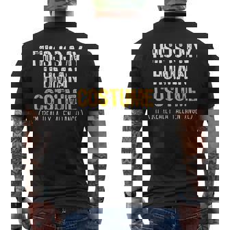 Human Costume Fallen Angel Halloween Dark Evil Lazy Easy Men's Back Print T-Shirt - Monsterry