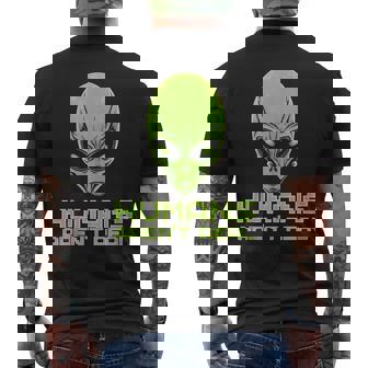 Humans Aren't Real Colorful Alien Head Festival Costume UFO Tank Top Men's Back Print T-Shirt - Monsterry