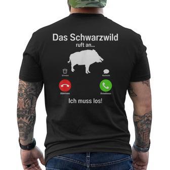 Hunter Wild Boar With Deer And Hunting Ticket Forester T-Shirt mit Rückendruck - Geschenkecke