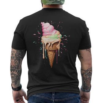 Ice Cream Melting Ice Cream Cone In Pastel Colours T-Shirt mit Rückendruck - Geschenkecke