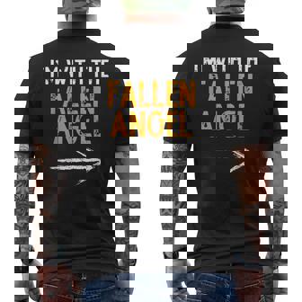 I'm With The Fallen Angel Costume Halloween Couple Matching Men's Back Print T-Shirt - Monsterry