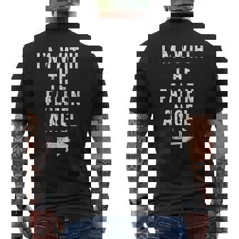 I'm With The Fallen Angel Costume Halloween Matching Couple Men's Back Print T-Shirt - Monsterry