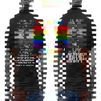 I'm A Gay Furry Rainbow Fox Wolf Fursona Fandom Pride Month Tank Top Men's Back Print T-Shirt - Monsterry